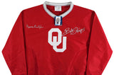 OU Bob Stoops & Barry Switzer Signed Maroon Champion Pullover Jacket BAS Witness