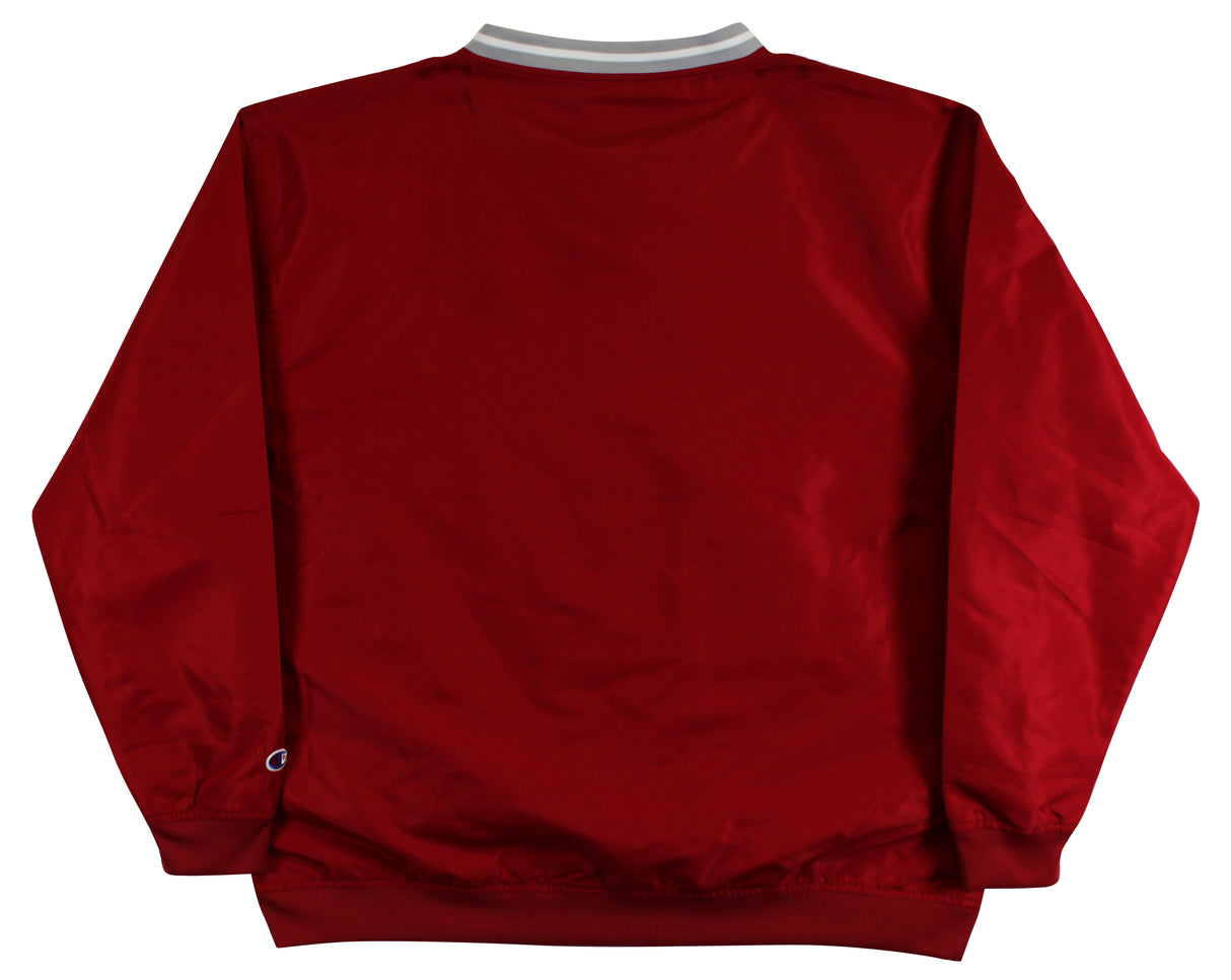 OU Bob Stoops & Barry Switzer Signed Maroon Champion Pullover Jacket BAS Witness