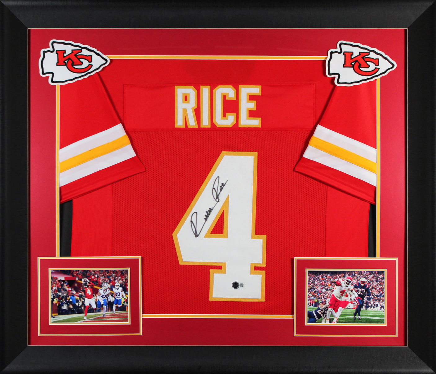 Rashee Rice Authentic Signed Red Pro Style Framed Jersey Autographed BAS