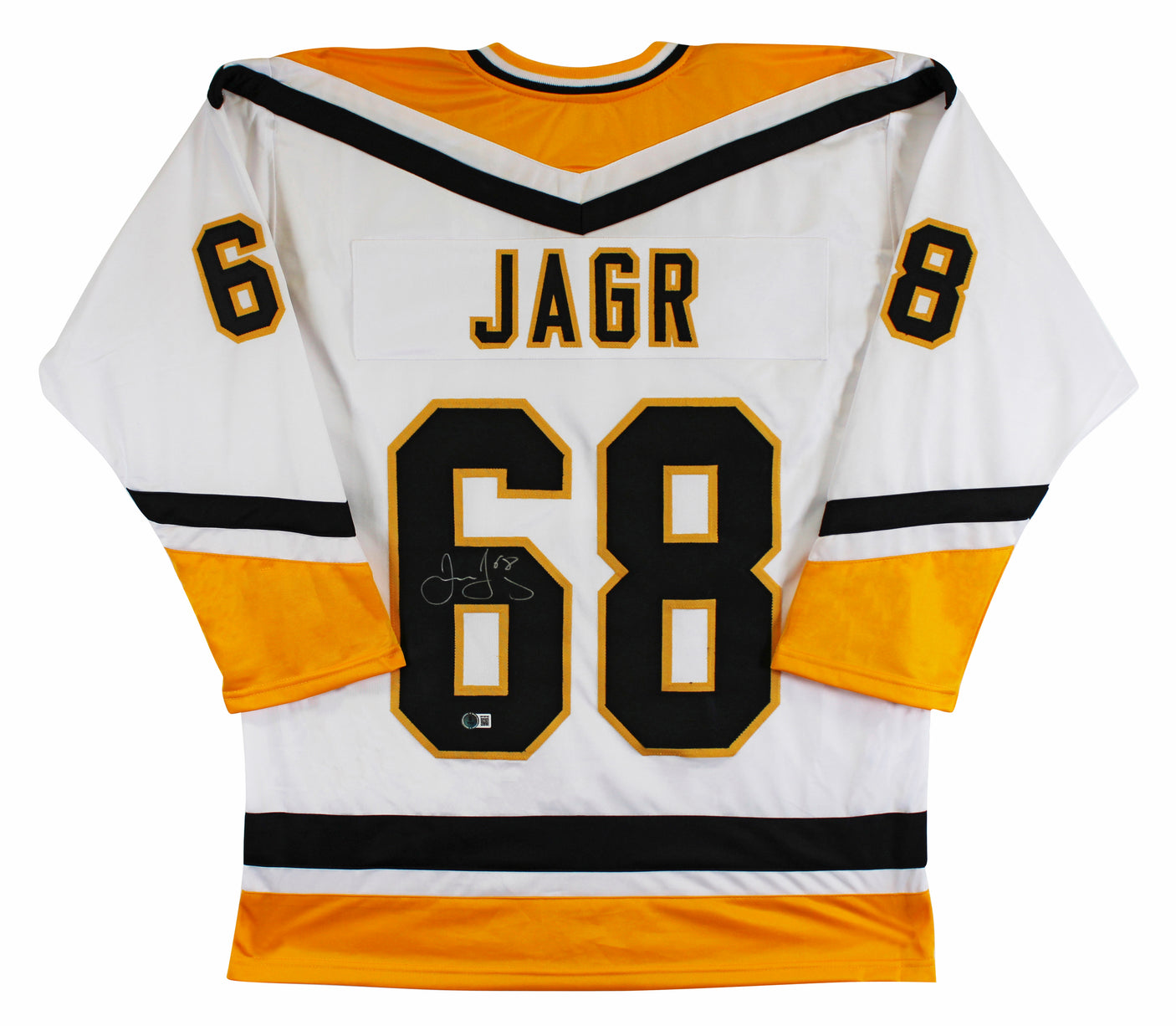 Jaromir Jagr Authentic Signed White Pro Style Jersey Autographed BAS Witnessed