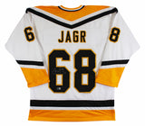 Jaromir Jagr Authentic Signed White Pro Style Jersey Autographed BAS Witnessed