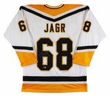 Jaromir Jagr Authentic Signed White Pro Style Jersey Autographed BAS Witnessed