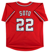 Juan Soto Authentic Signed Red Pro Style Jersey Autographed BAS Witnessed