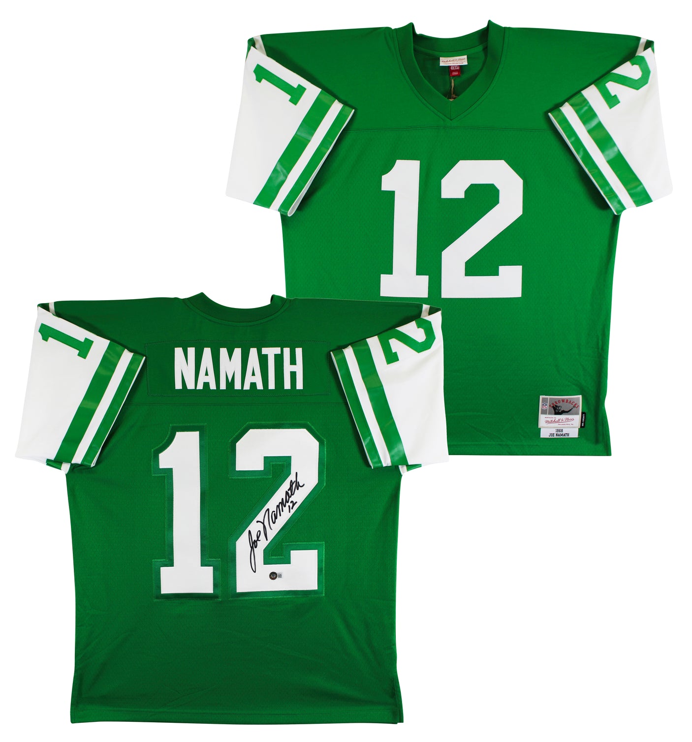 Jets Joe Namath Authentic Signed Green Mitchell & Ness Jersey Autographed BAS 2