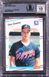 Braves Tom Glavine Signed 1988 Fleer #539 Rookie Card Auto Gem 10! BAS Slabbed