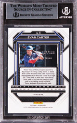 Rangers Evan Carter Signed 2023 Panini Prizm Prizms Red #11 Rookie Card BAS Slab