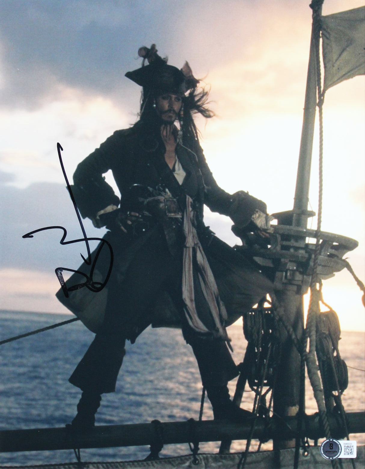 Johnny Depp Pirates Of The Caribbean Signed 11x14 Framed Photo BAS #BM60520