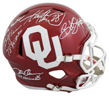 OU Legends (5) Peterson, Stoops +3 Signed F/S Speed Rep Helmet w/ Case BAS Wit