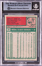 Orioles Brooks Robinson Authentic Signed 1975 Topps #50 Card BAS Slabbed