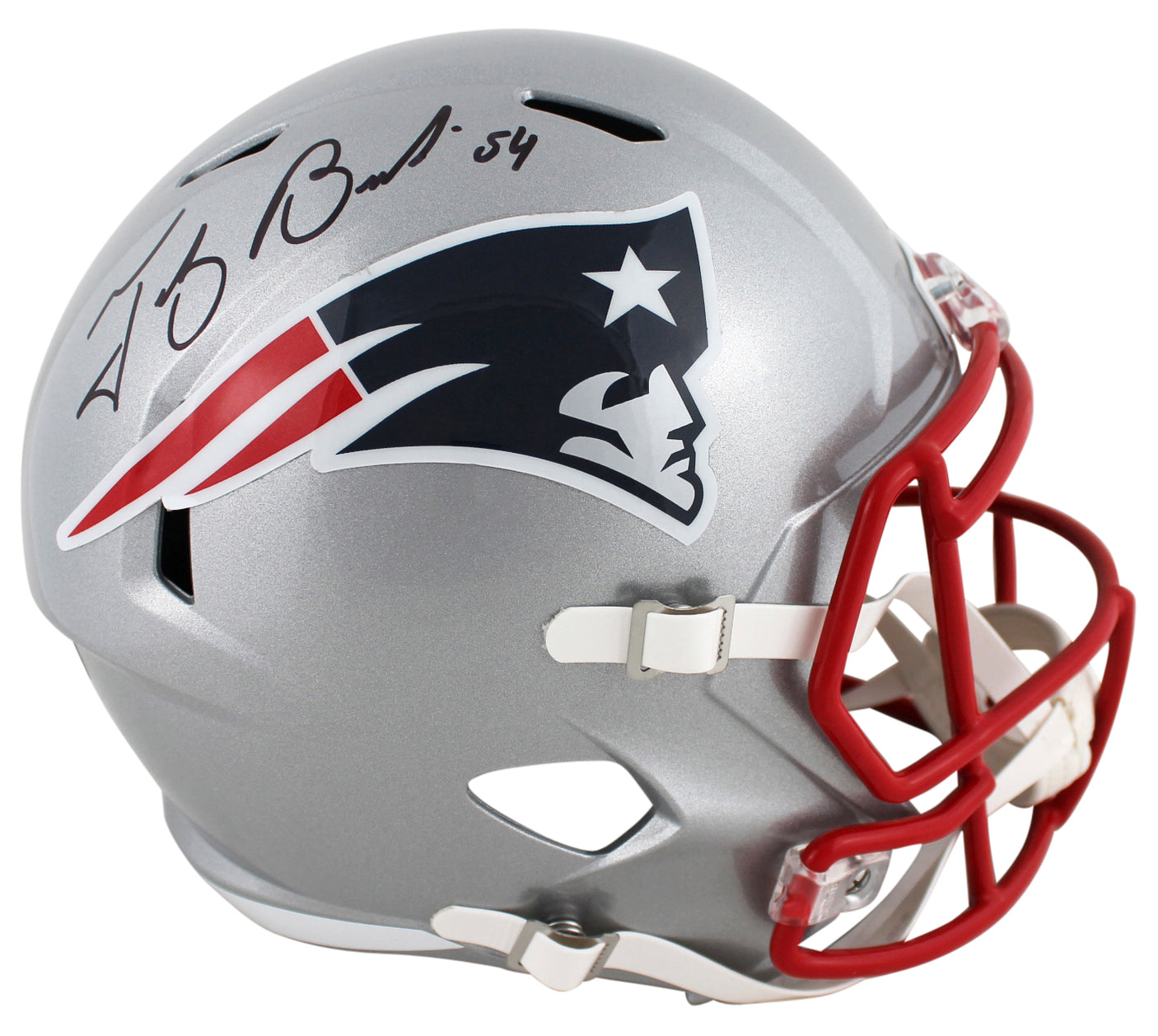 Patriots Tedy Bruschi Signed Full Size Speed Rep Helmet W/ Case BAS Witnessed