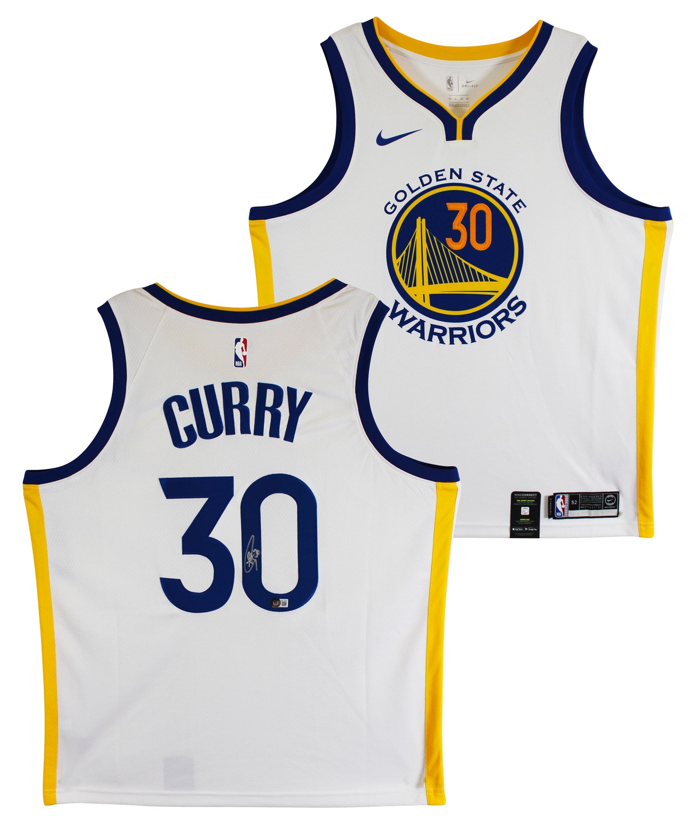Warriors Stephen Curry Authentic Signed White Nike Swingman Jersey BAS #AB77765