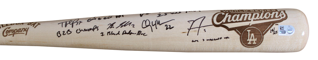 2025 Dodgers (8) Sasaki, Yamamoto, Freeman, Betts +4 Signed WS Bat LE FAN & MLB