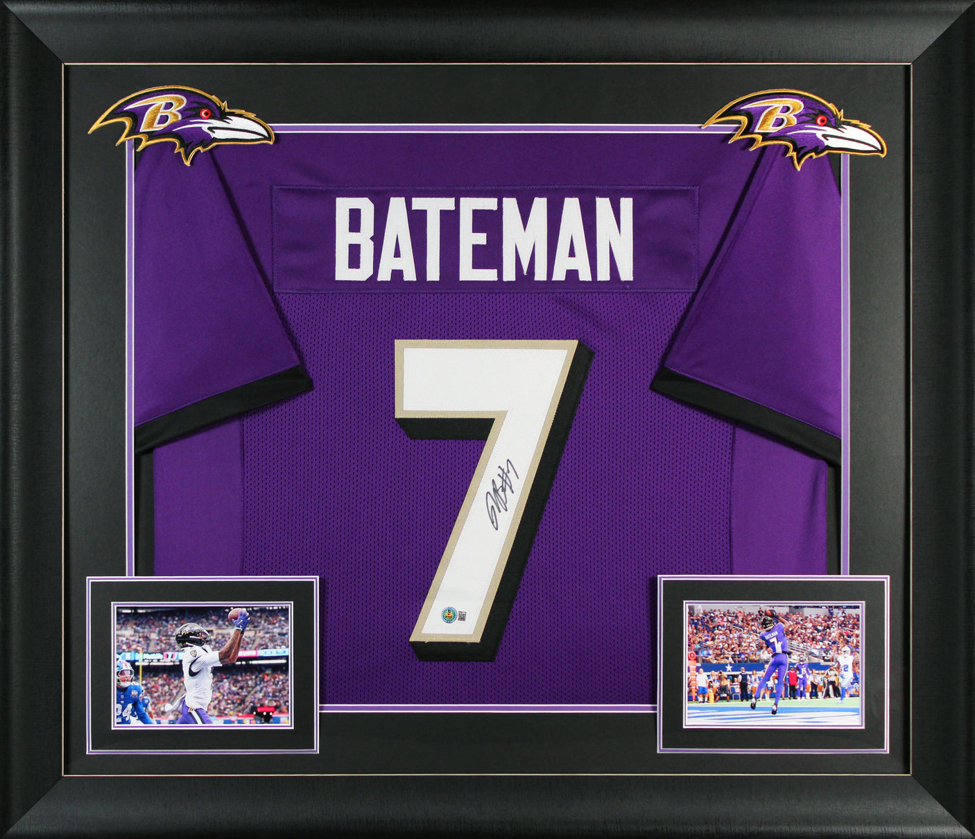 Rashod Bateman Authentic Signed Purple Pro Style Framed Jersey BAS Witnessed