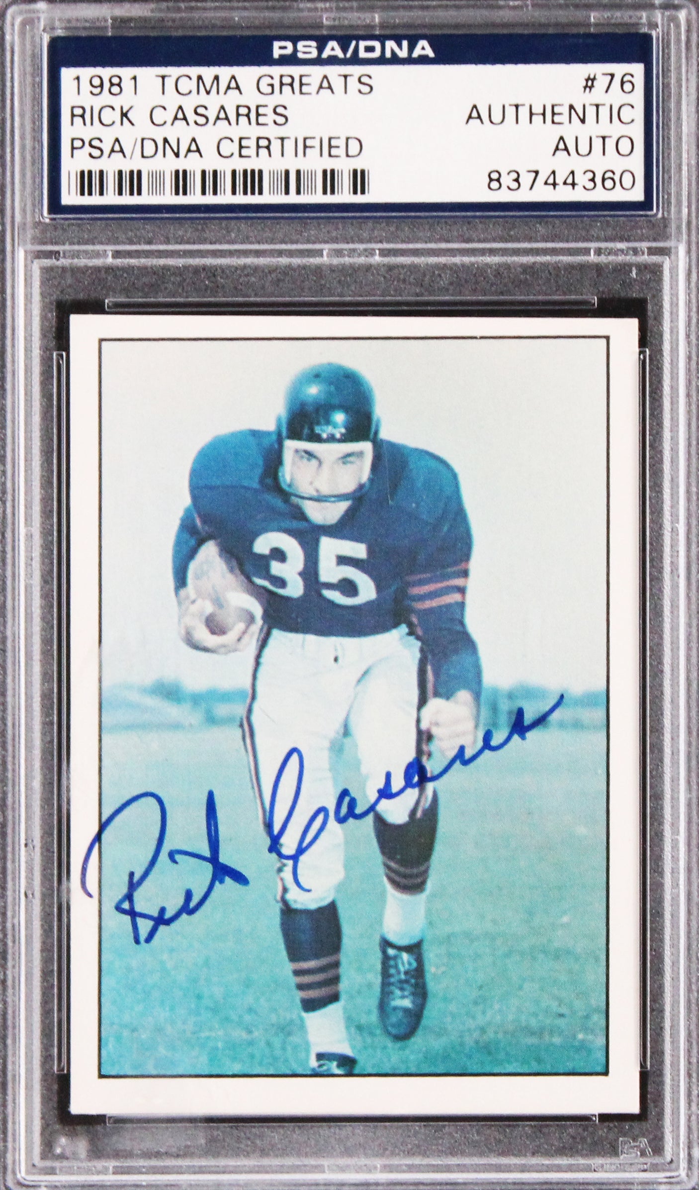 Bears Rick Casares Authentic Signed 1981TCMA Greats #76 Card PSA/DNA Slabbed