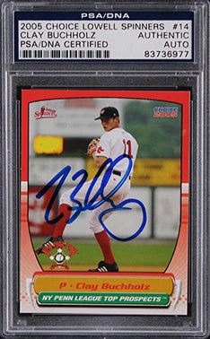 Red Sox Clay Buchholz Signed 2005 Choice Lowell Spinners #14 RC Card PSA Slab