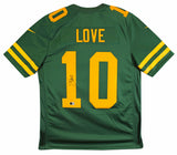 Packers Jordan Love Signed Green Color Rush Nike Limited Jersey BAS Witnessed