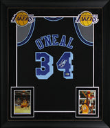 Lakers Shaquille O'Neal Signed Black TB M&N HWC Swingman Framed Jersey BAS Wit