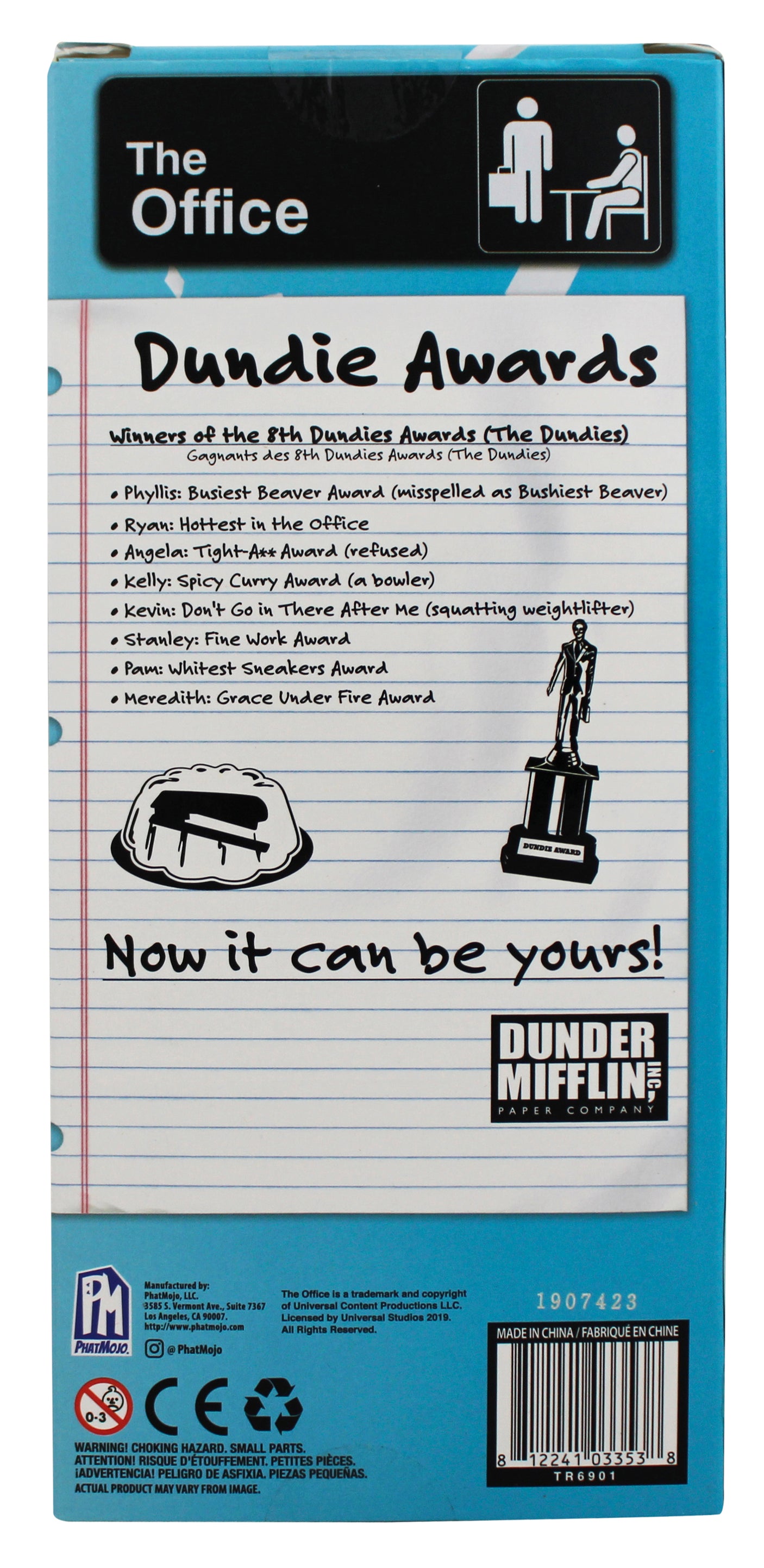 Kate Flannery The Office "2x Insc" Signed The Office Dundie Award PSA/DNA Itp
