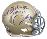 Notre Dame Raghib Ismail "PLAC Today! Rocket" Signed Speed Mini BAS Wit 2W441608
