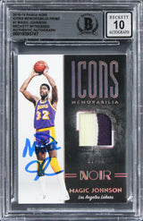 Magic Johnson Signed 2018 Panini Noir IM Prime #1 #07/10 Card Auto 10! BAS Slab