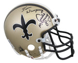 Saints Archie Manning & Tom Dempsey Signed VSR4 Mini Helmet BAS #AD41755