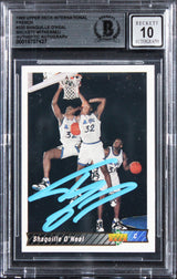 Shaquille O'Neal Signed 1993 Upper Deck Intl #220 RC Card Auto 10! BAS Slabbed