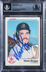 Red Sox Wade Boggs Authentic Signed 1983 Fleer #179 Card Autographed BAS Slabbed