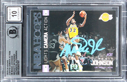 Lakers Magic Johnson Signed 2015 Hoops LCA #6 Card Auto 10! BAS Slabbed