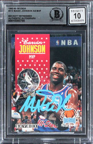 Lakers Magic Johnson Authentic Signed 1992 Skybox #310 Card Auto 10! BAS Slabbed