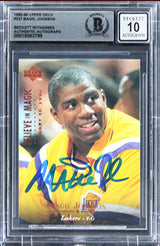 Lakers Magic Johnson Signed 1995 Upper Deck #237 Card Auto 10! BAS Slabbed
