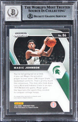 Lakers Magic Johnson Signed 2021 Panini Prizm DP #86 Card Auto 10! BAS Slabbed