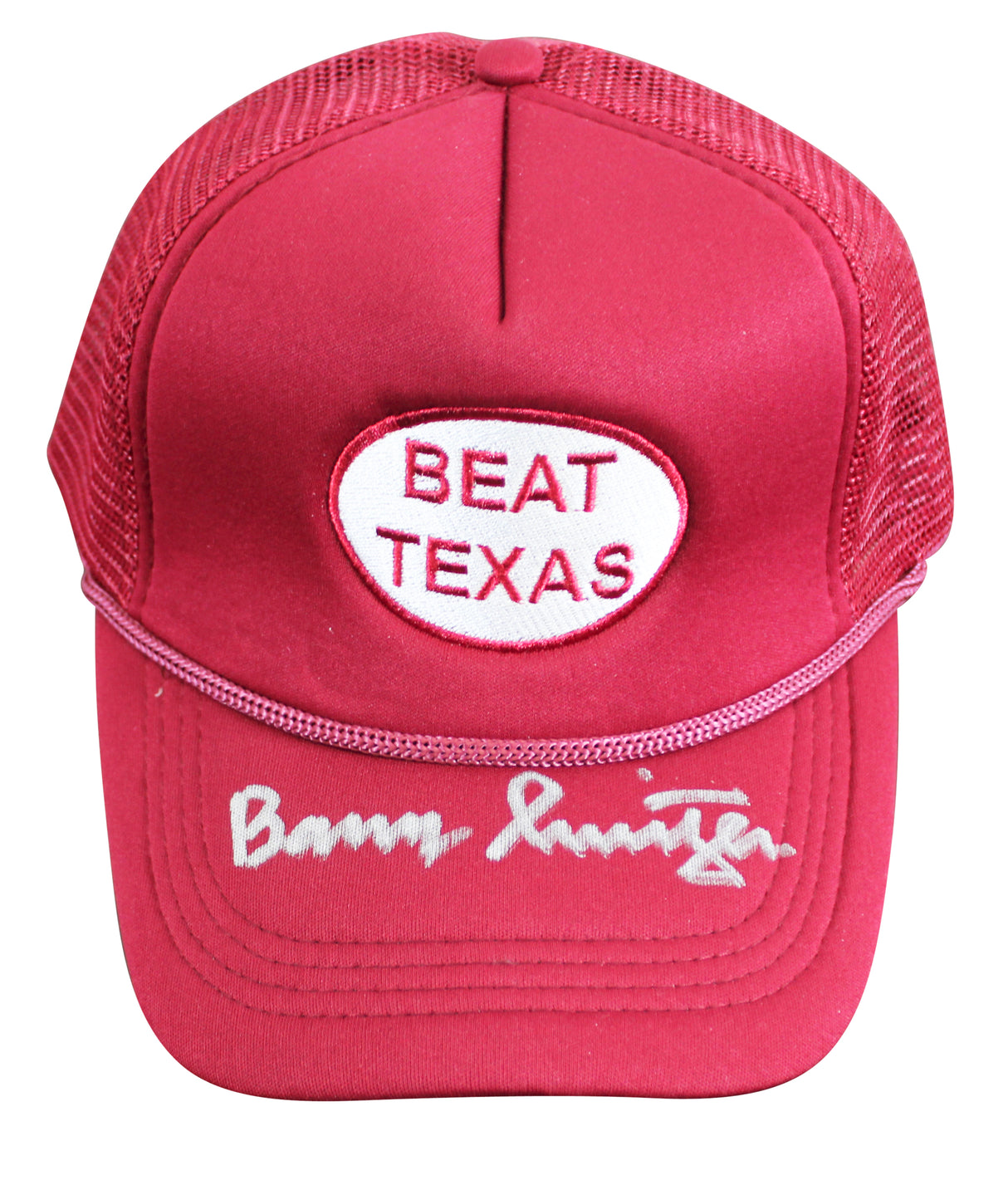 Oklahoma Barry Switzer Authentic Signed Maroon Beat Texas Hat Autographed BAS W