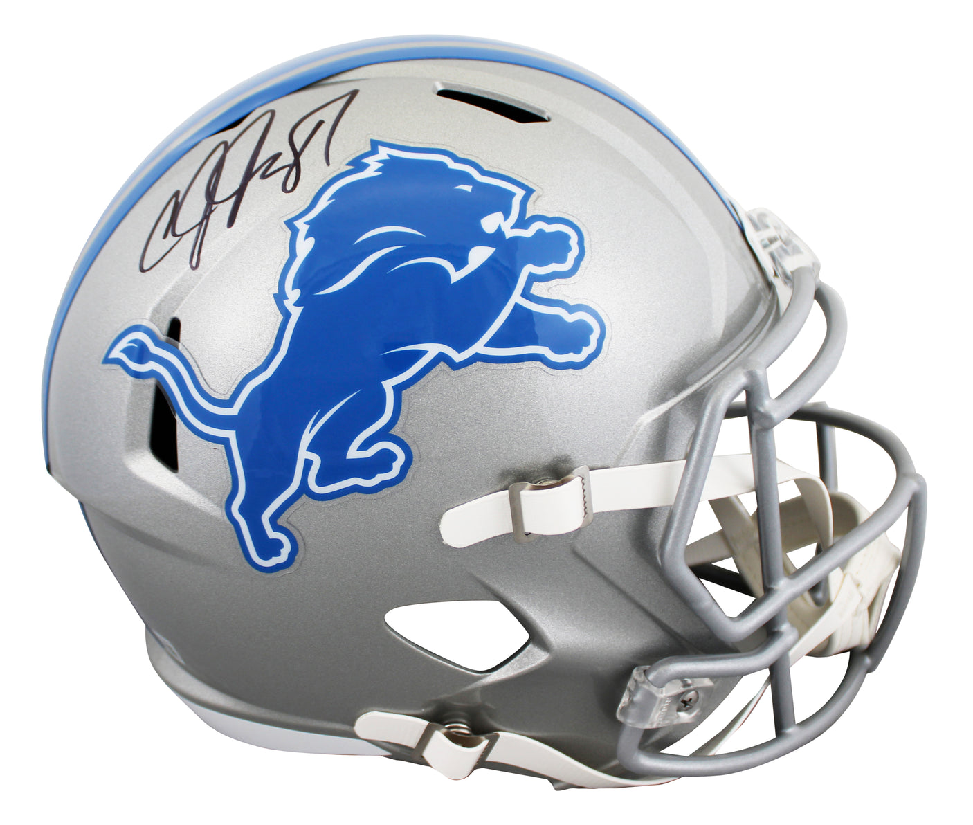 Lions Calvin Johnson Signed 2017-23 TB Full Size Speed Rep Helmet W/ Case BAS W