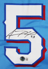 Adolis Garcia Authentic Signed Blue Pro Style Jersey Autographed BAS Witnessed