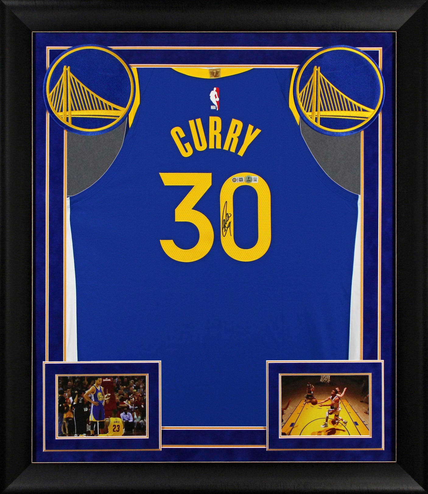 Stephen Curry Signed Blue Nike Icon Edition Authentic Framed Jersey BAS Wit