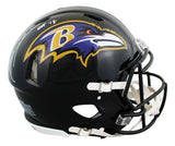 Ravens Ray Lewis "HOF 18" Signed Full Size Speed Proline Helmet W/ Case BAS Wit