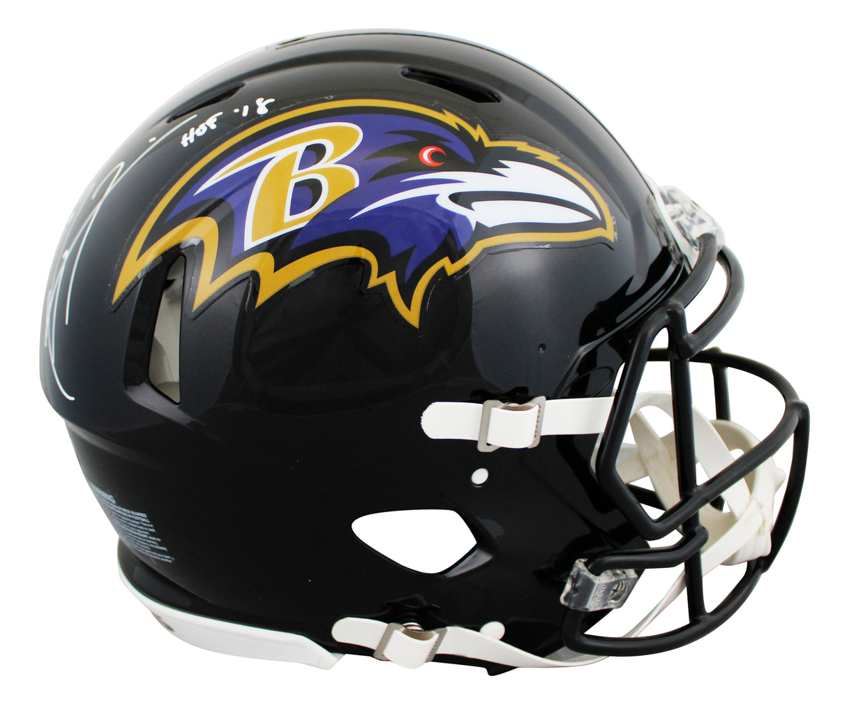 Ravens Ray Lewis "HOF 18" Signed Full Size Speed Proline Helmet BAS Witnessed