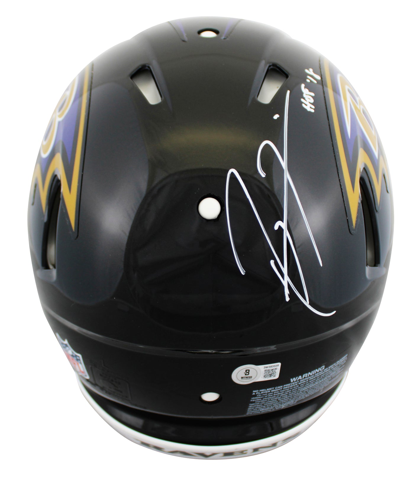 Ravens Ray Lewis "HOF 18" Signed Full Size Speed Proline Helmet W/ Case BAS Wit