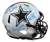 Cowboys ROYs (4) Smith, Prescott +2 Signed Rave F/S Speed Proline Helmet BAS Wit