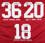 OU Heisman (3) Sims, White & Owens Signed Signed Maroon Pro Style Jersey BAS Wit