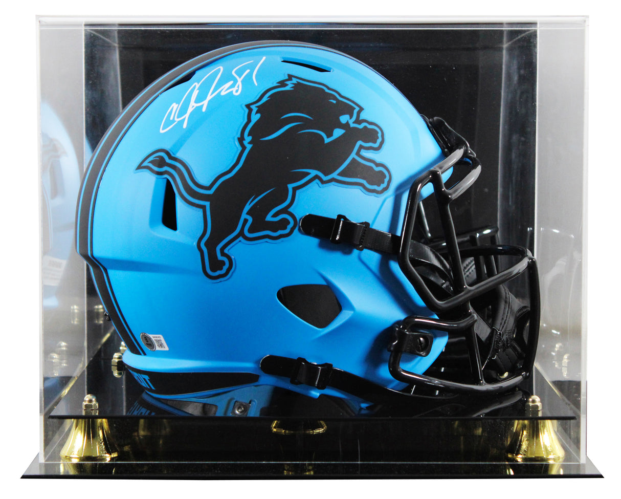 Lions Calvin Johnson Signed Rave Full Size Speed Rep Helmet W/ Case BAS Witness