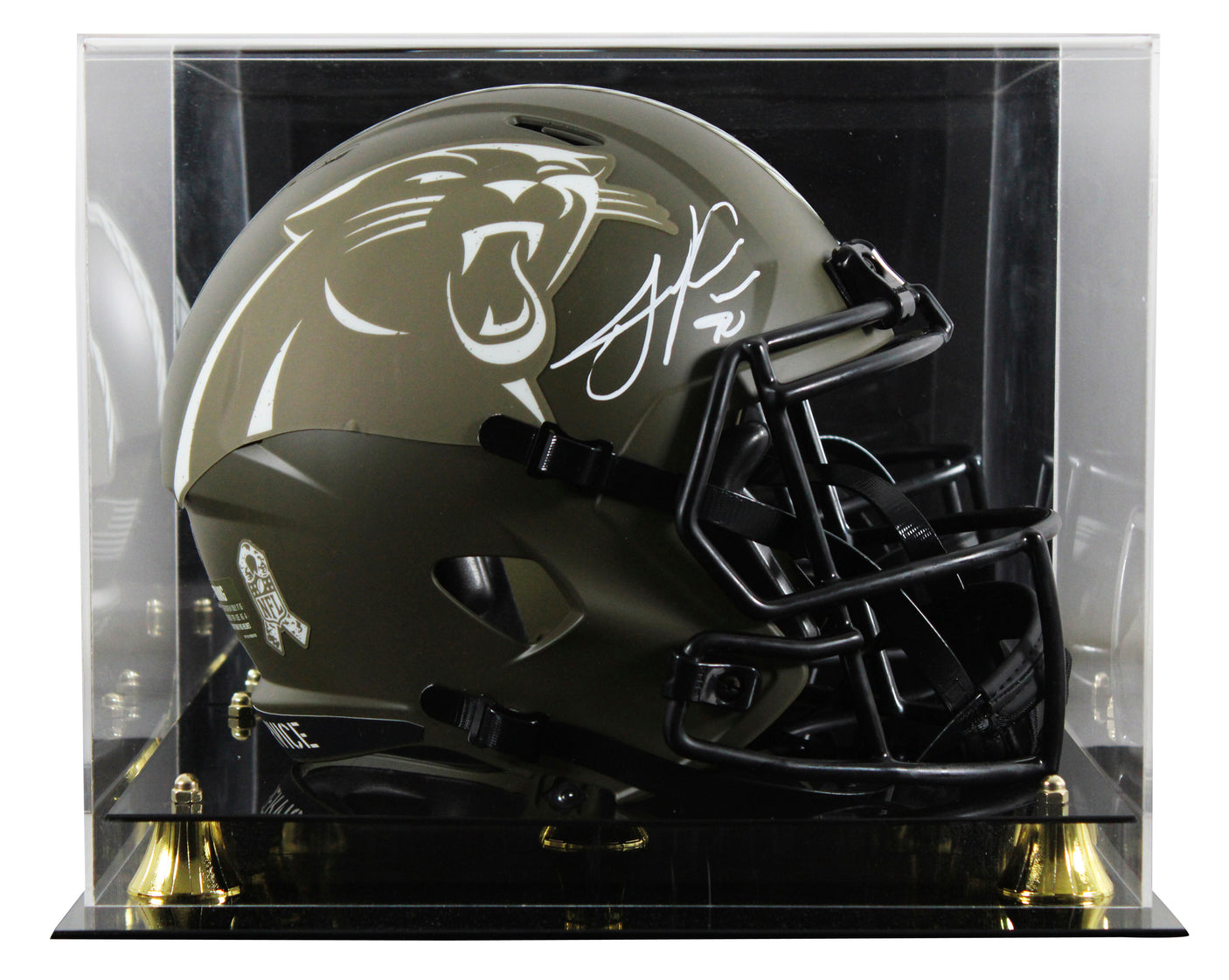 Panthers Julius Peppers Signed STS Full Size Speed Rep Helmet W/ Case BAS Wit