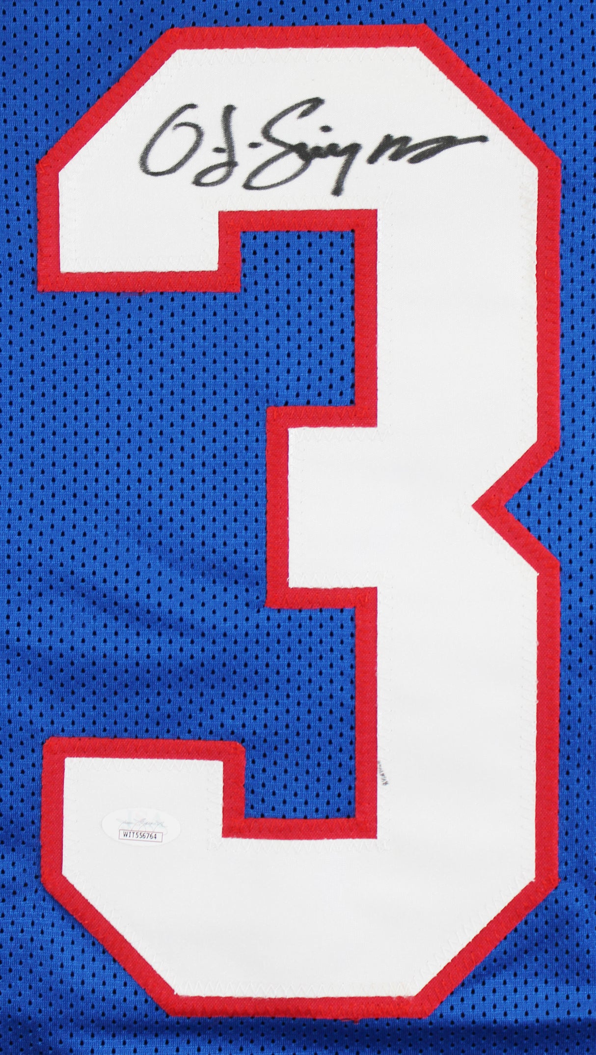 O.J. Simpson Authentic Signed Blue Pro Style Jersey Autographed JSA Witness