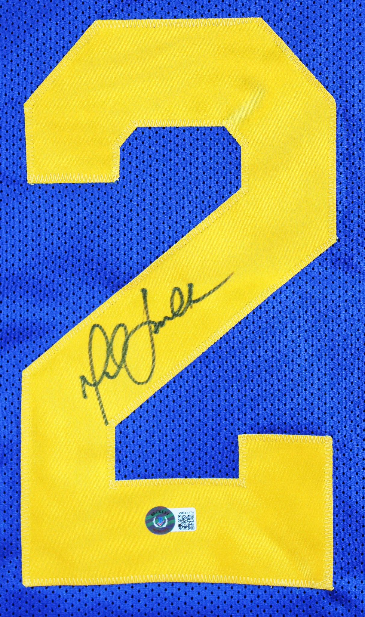 Marshall Faulk Authentic Signed Blue Pro Style Jersey BAS Witnessed 3