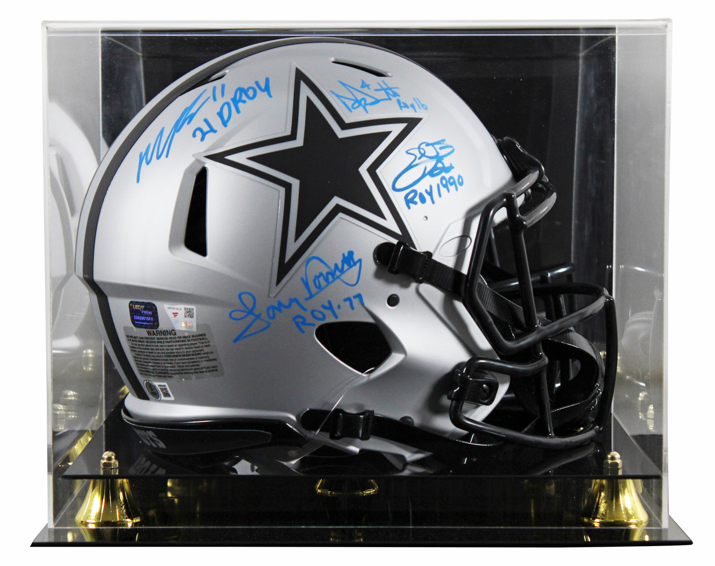 Cowboys (4) Smith, Prescott +2 Signed Rave F/S Speed Proline Helmet w/ Case BAS