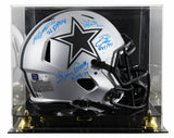 Cowboys (4) Smith, Prescott +2 Signed Rave F/S Speed Proline Helmet w/ Case BAS