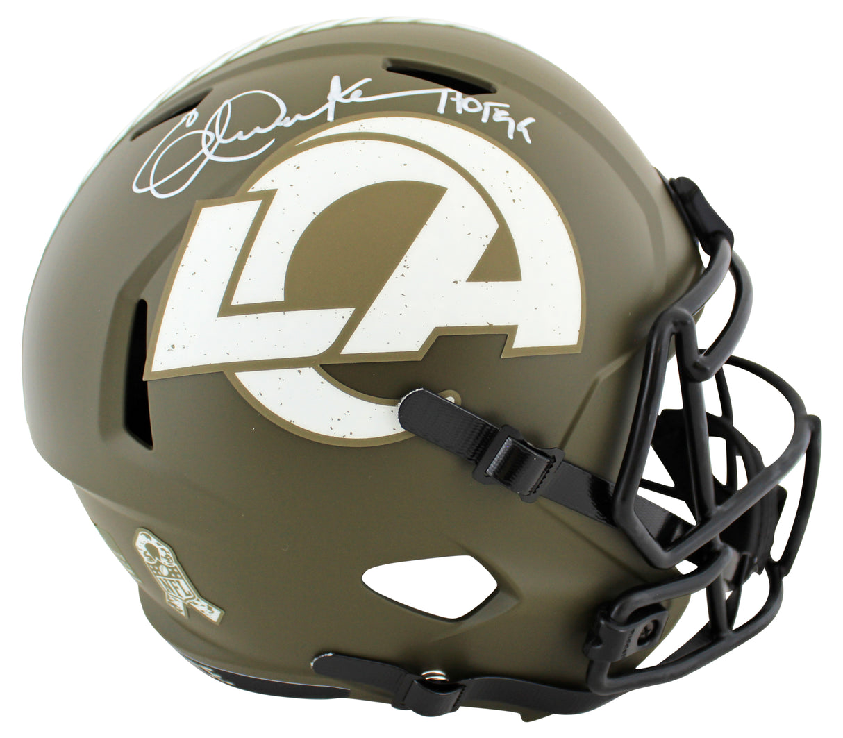 Rams Eric Dickerson "HOF 99" Signed STS F/S Speed Rep Helmet W/ Case BAS Witness