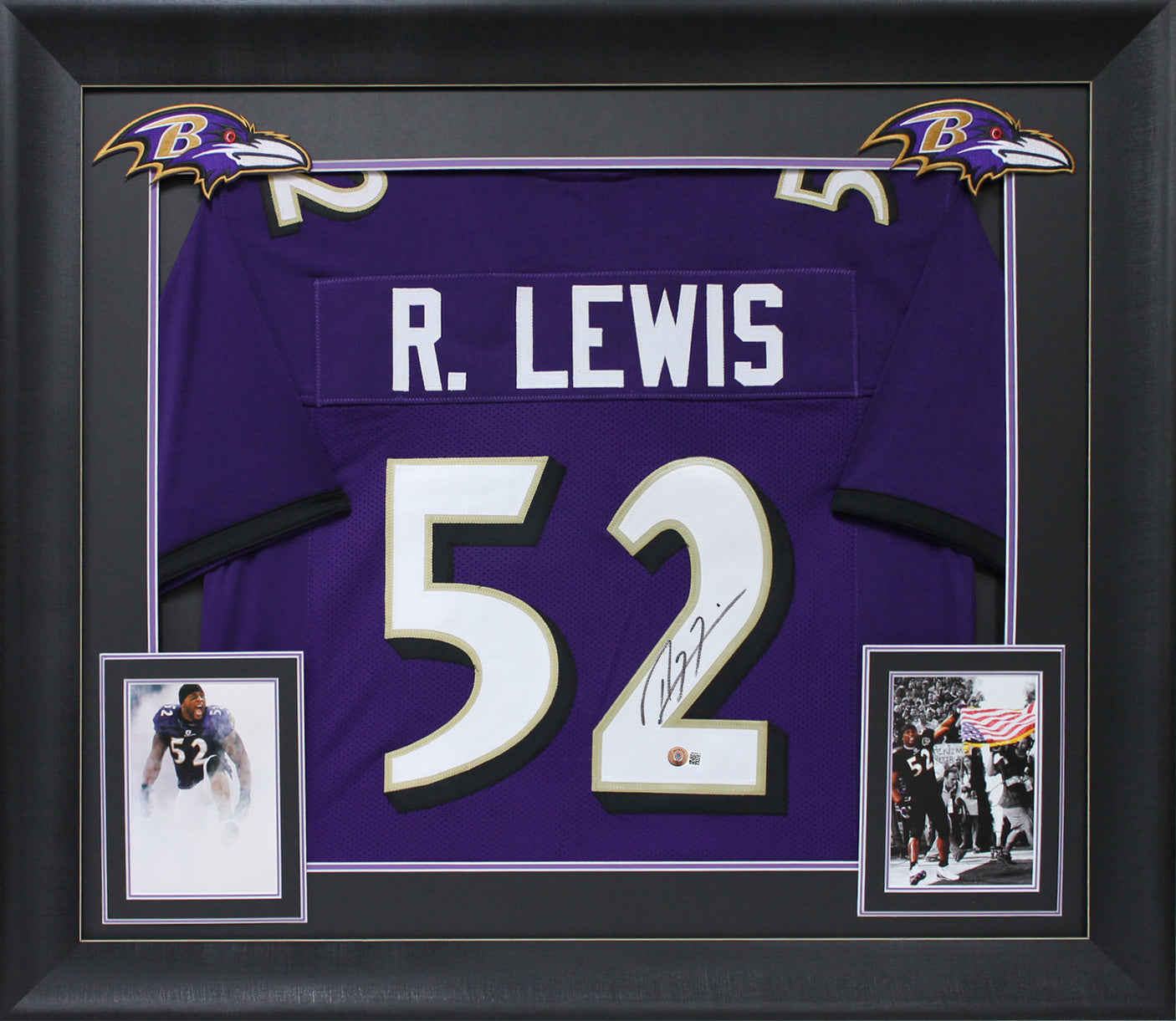 Ray Lewis Authentic Signed Purple Pro Style Framed Jersey BAS Witnessed