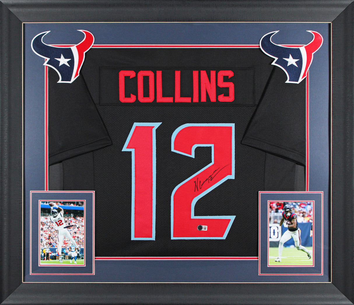 Nico Collins Signed Alternate Navy Blue Pro Style Framed Jersey BAS Witnessed