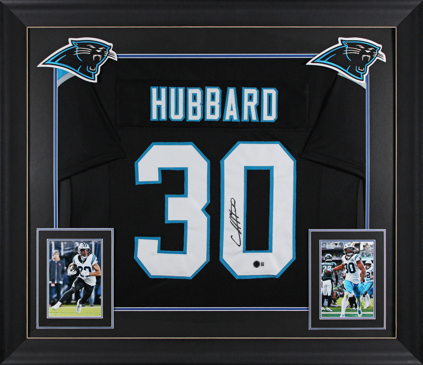 Chuba Hubbard Authentic Signed Black Pro Style Framed Jersey BAS Witnessed
